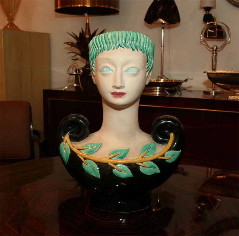 Vase en céramique peint à la main par Colette Gueden pour Primavera 2