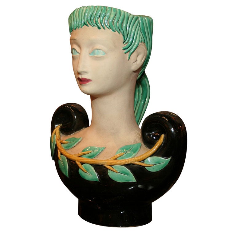 Vase en céramique peint à la main par Colette Gueden pour Primavera