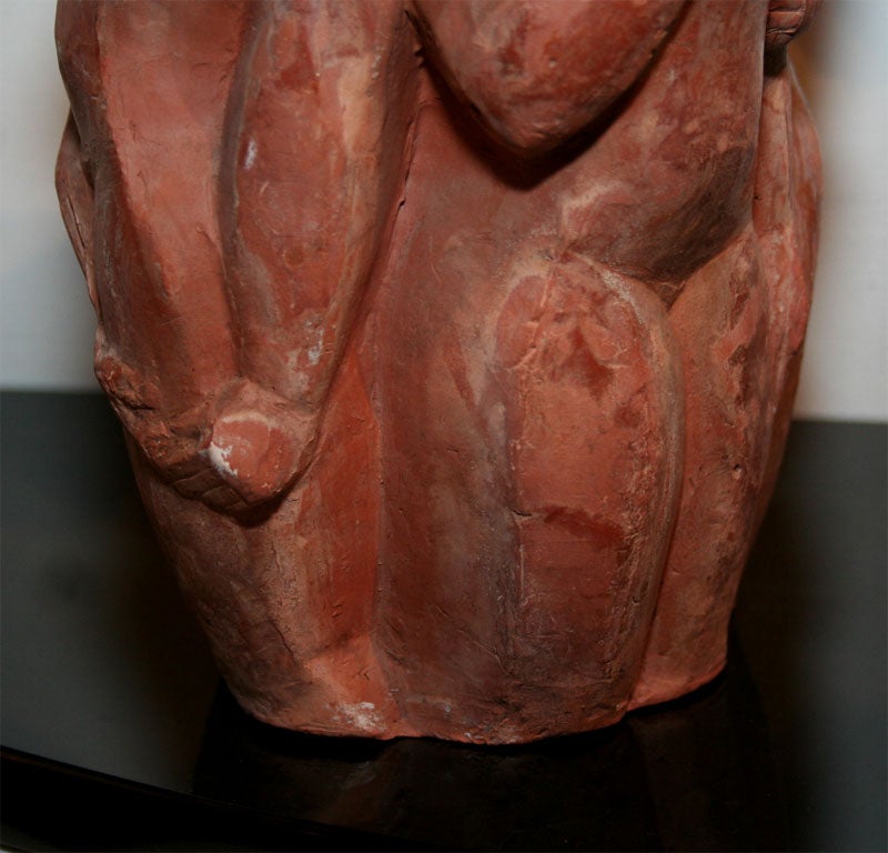 20th Century Terracotta Vase by Lydia Luzanowski, 1920s, signed. For Sale