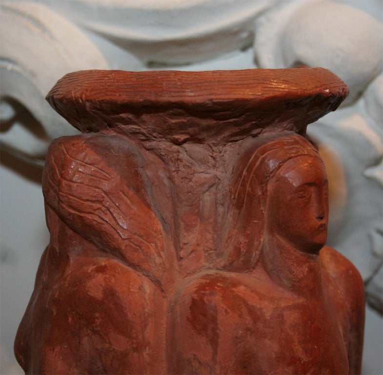 Terracotta Vase by Lydia Luzanowski, 1920s, signed. For Sale 1