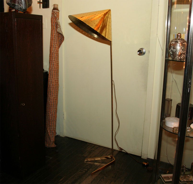 Bronze Floor Lamp with Pierced Shade by Kalmar, Austrian 1950s