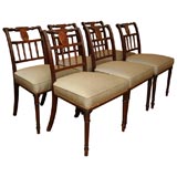 Set of six English, Regency mahogany upholstered dining room cha