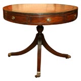 English, mahogany drum table with leather top English, mahogany drum table with leather top