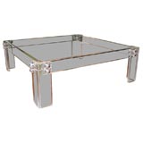 Large Lucite and Glass Coffee Table
