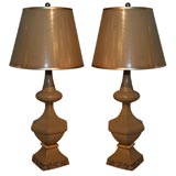 Pair of Taupe Resin over Plaster Lamps by Dorothy Draper