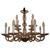 Murano Clear Glass 12 arm Chandelier with Silver Details