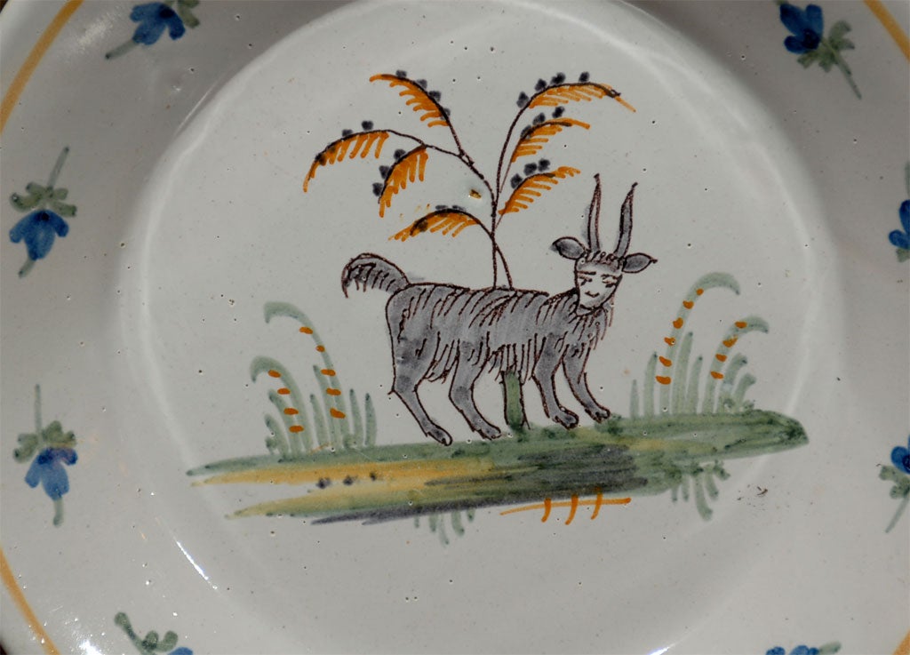 18th Century and Earlier 18th Century French Faience Plate made in Nevers, ca. 1780
