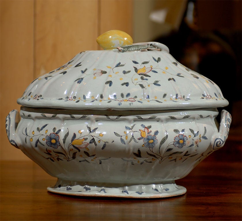 18th Century French Faience Tureen with Lemon, circa 1780 For Sale at 1stdibs