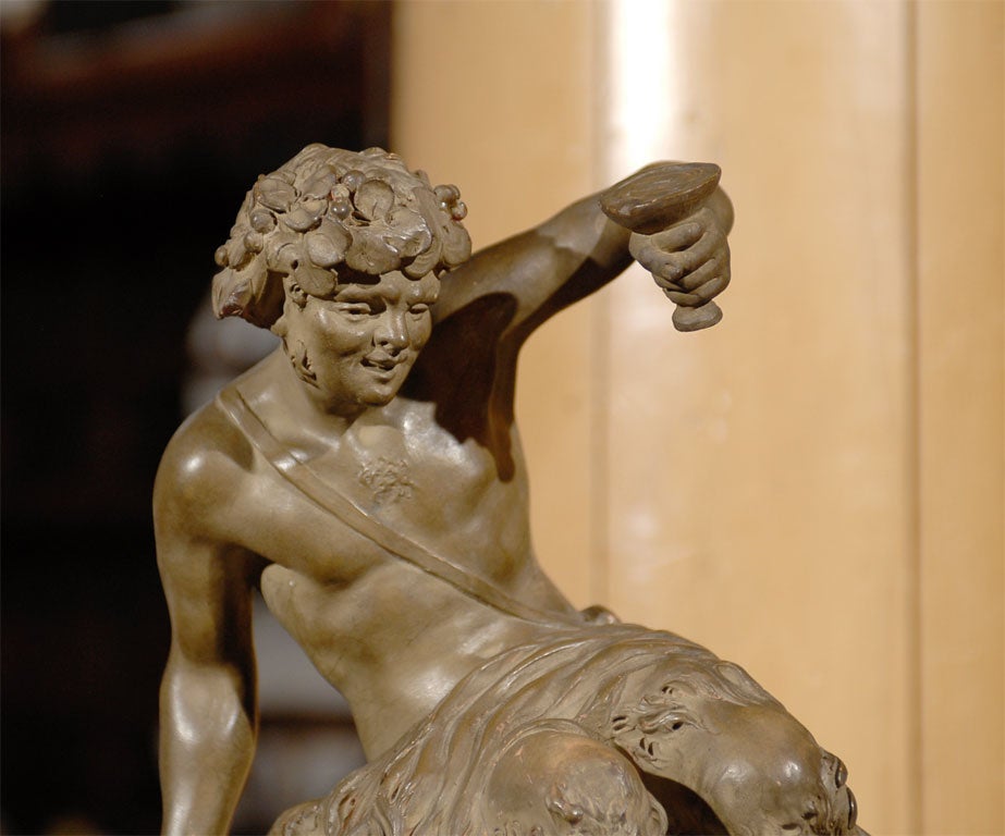 French 19th Century Signed Terracotta Bacchus Sculpture, ca. 1870 For Sale