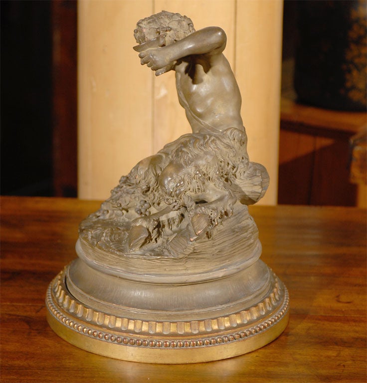 19th Century Signed Terracotta Bacchus Sculpture, ca. 1870 For Sale 1