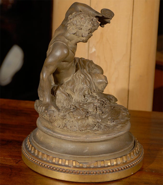 19th Century Signed Terracotta Bacchus Sculpture, ca. 1870 For Sale 3