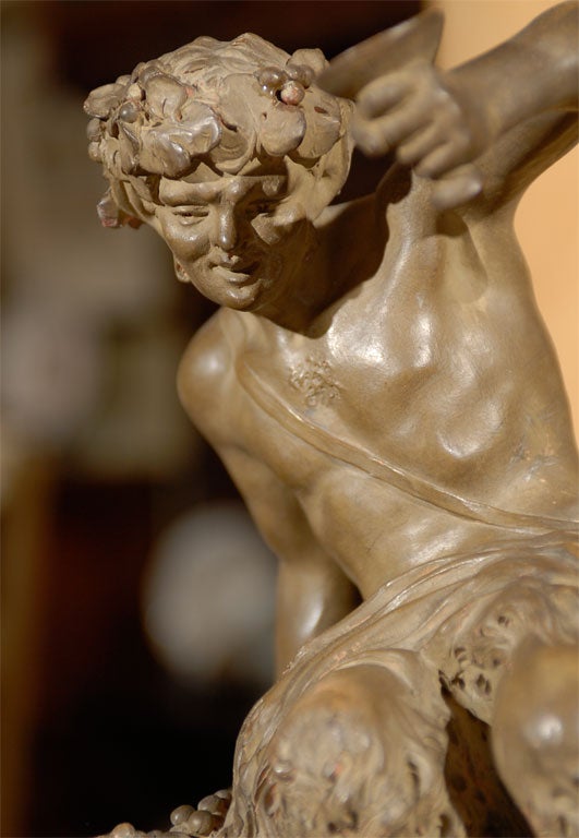 19th Century Signed Terracotta Bacchus Sculpture, ca. 1870 For Sale 4