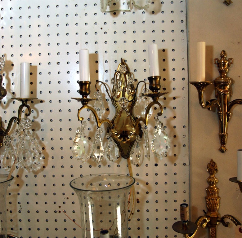 glamorous bronze and crystal French sconces.Extra for backplates if required.Priced by the pair