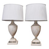 Elegant Pair Neo-Classical Alabaster Table Lamps