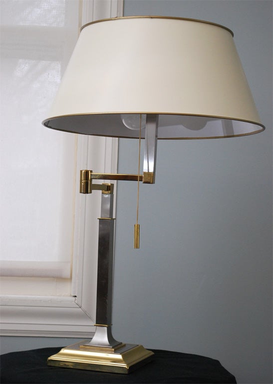 German Swing-Arm Table Lamp in Steel and Brass
