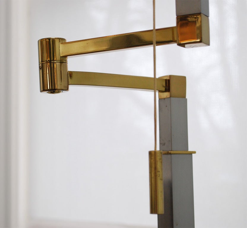 Swing-Arm Table Lamp in Steel and Brass 2