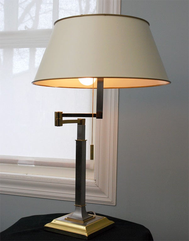 Swing-Arm Table Lamp in Steel and Brass 4