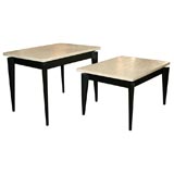 Pair of Travertine End Tables