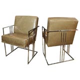 Pair of Milo Baughman Chrome Armchairs