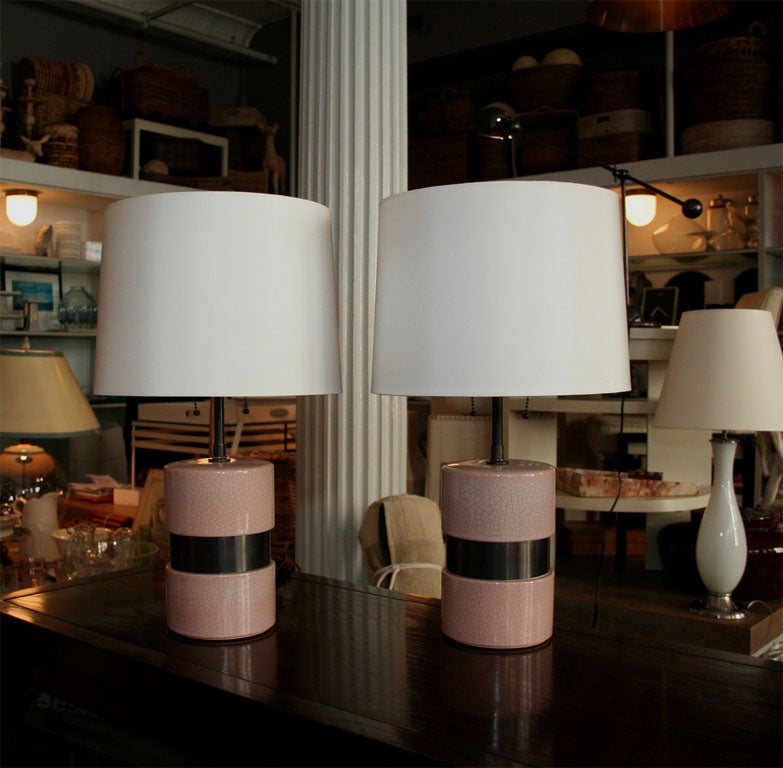 Pink Crackle Glaze Ceramic Lamps