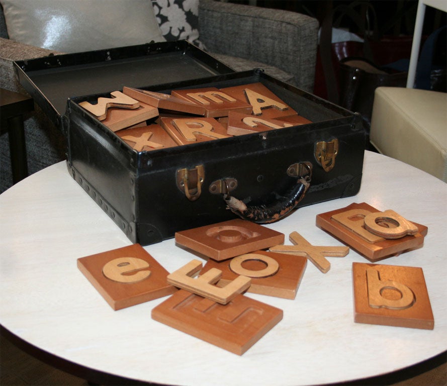 Unknown Handmade Wooden Alphabet Set For Sale