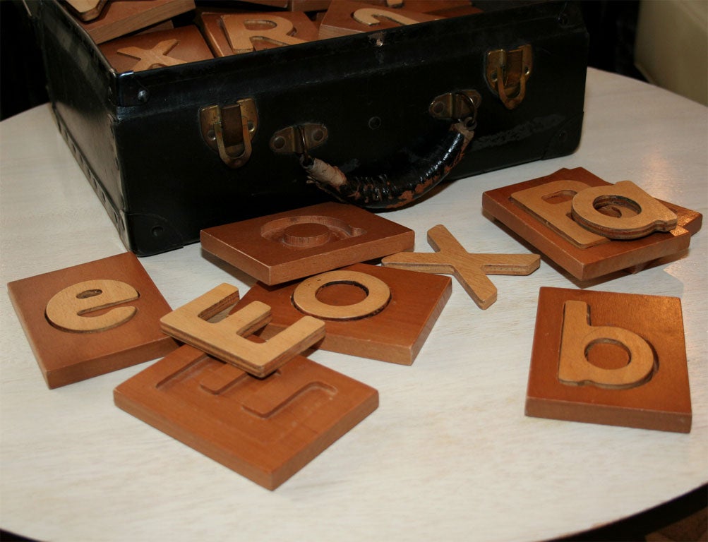 Handmade Wooden Alphabet Set In Good Condition For Sale In New York, NY
