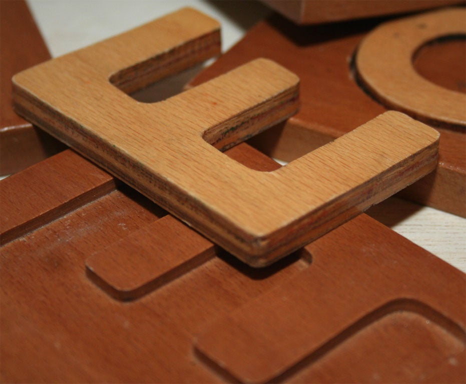 Mid-20th Century Handmade Wooden Alphabet Set For Sale