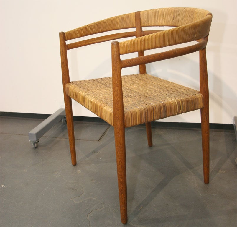 Mid-20th Century Teak & Cane Round Chair by Nanna Ditzel