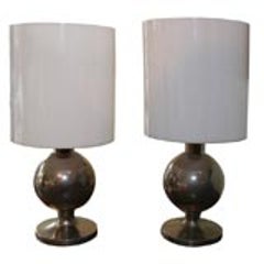 Pair of Stainless Steel Table Lamps 5