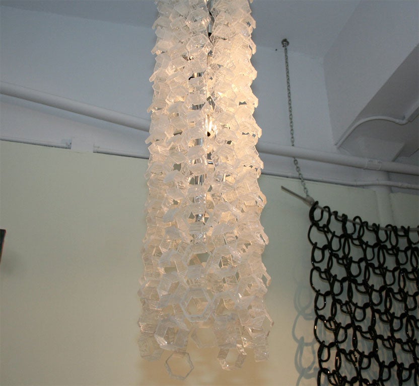 Late 20th Century Italian Glass Chain Link Chandelier by Mazzega For Sale