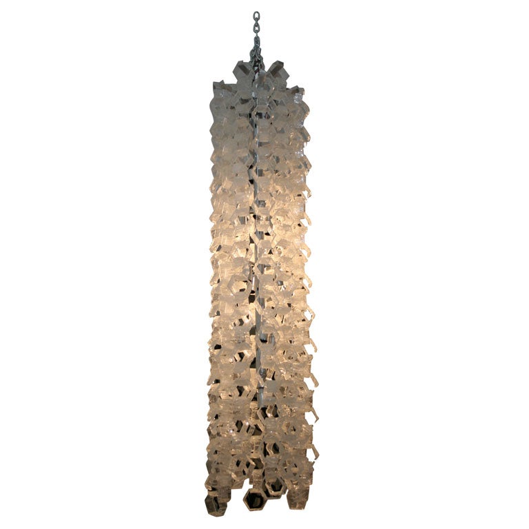 Italian Glass Chain Link Chandelier by Mazzega For Sale