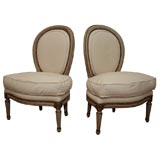 Pair of Painted & Parcel Gilt Slipper Chairs by Maison Jansen