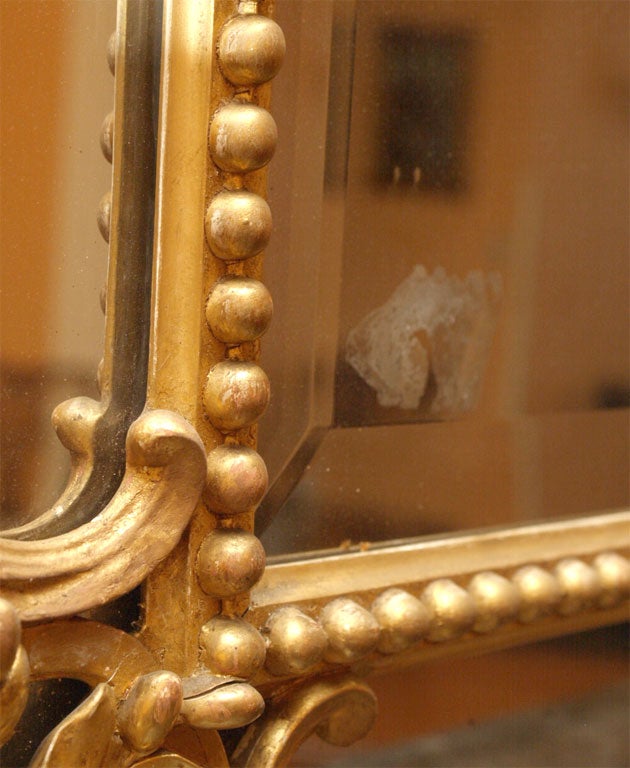 Antique French gold leaf and bevelled glass mirror. 3