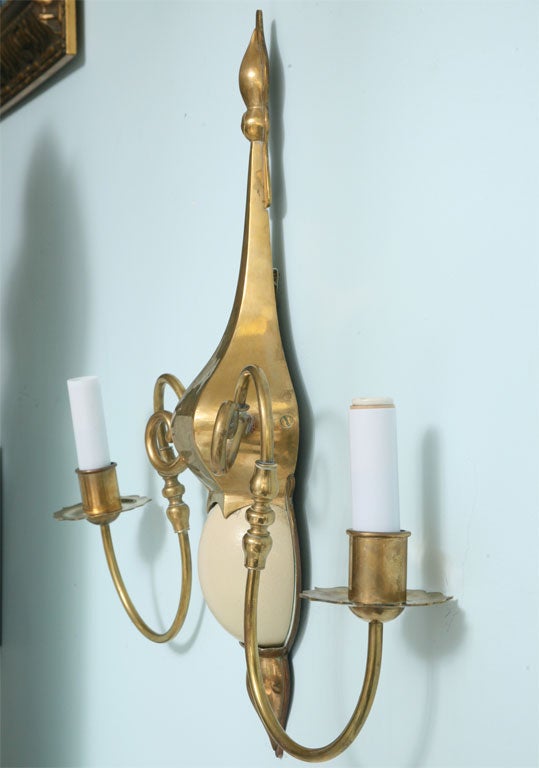 American PAIR OF SIGNED CHAPMAN OSTRICH EGG SCONCES