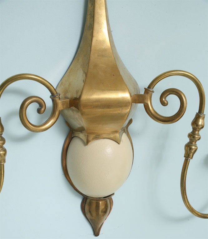 PAIR OF SIGNED CHAPMAN OSTRICH EGG SCONCES 1