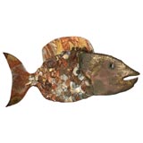 MONUMENTAL  ARTIST SIGNED FISH WALL SCULPTURE