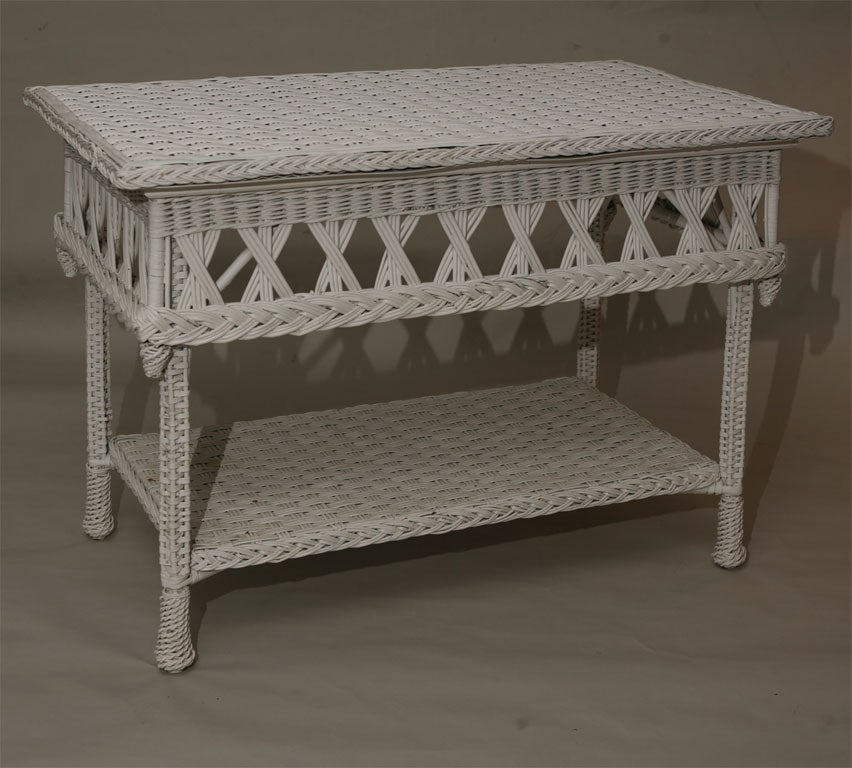 LARGE WICKER CONSOLE TABLE