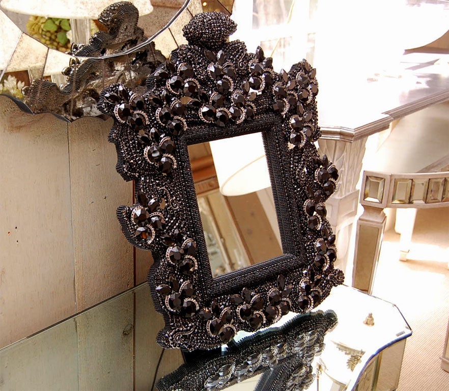 Black Jet Swarovski Crystal Mirror/Picture Frame