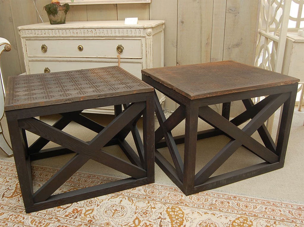 Pair of Antique Stove Top Occasional Tables