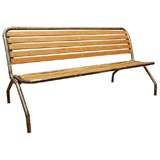 Polished Steel and Wooden Folding Bench