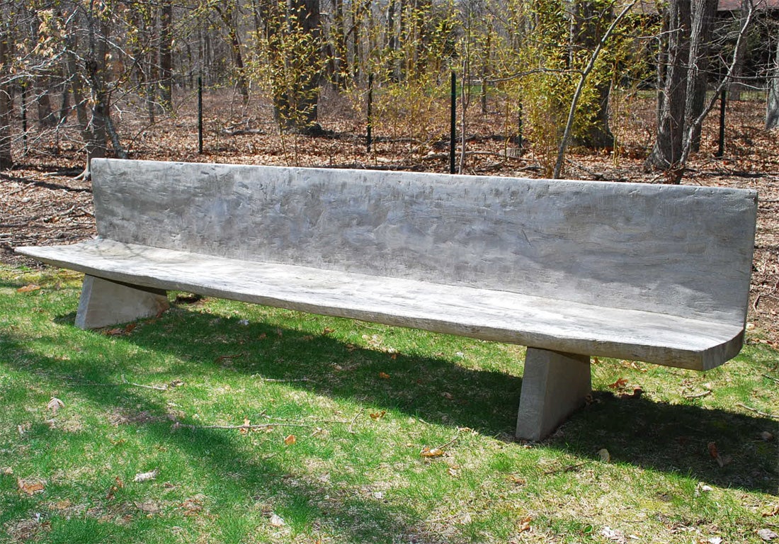 Monumental Solid Silvered Teak Bench. This Bench is Carved from a Solid Volume of Old Teak Wood.