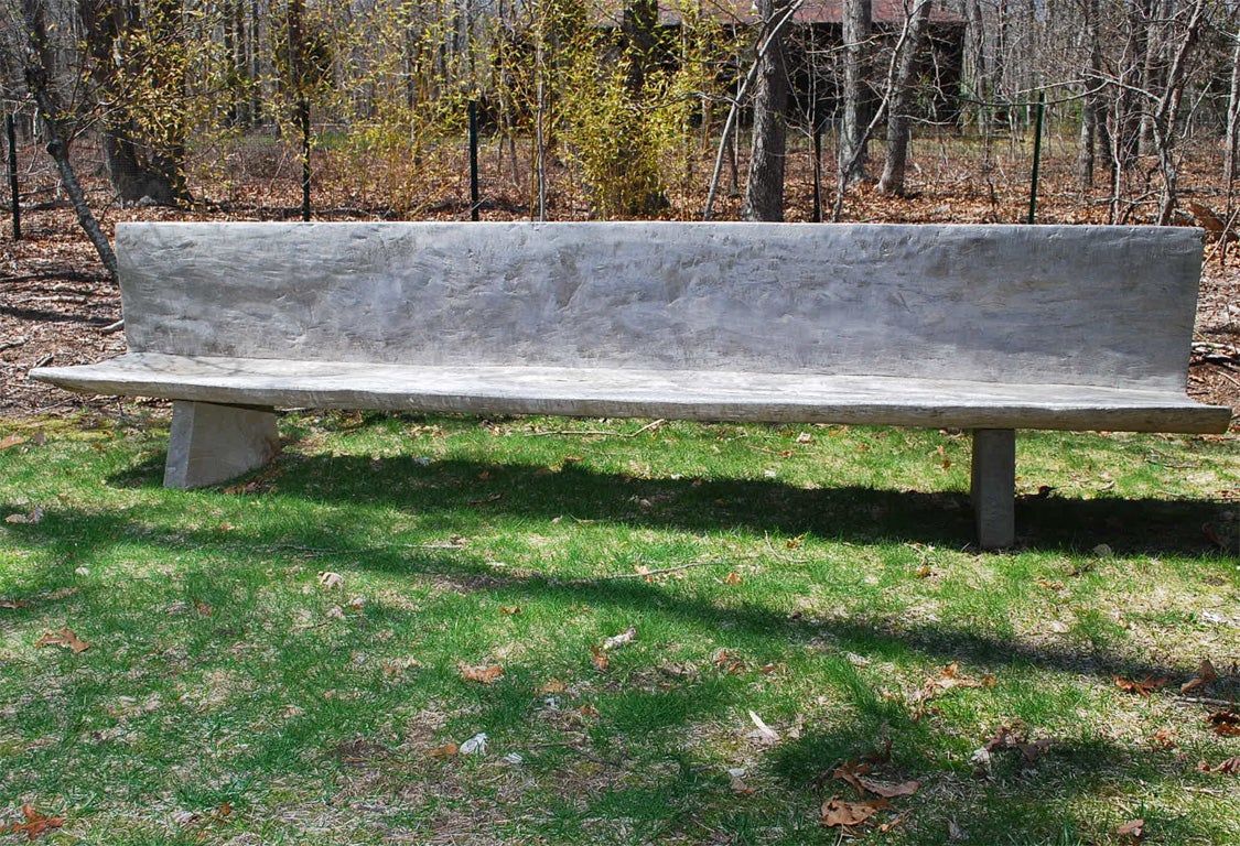 Mid-20th Century Monumental Solid Silvered Teak Bench