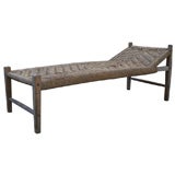 Antique Oak and Woven Rush Lounger