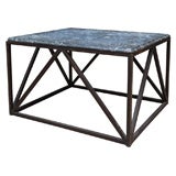 Antique Trestle Base Low Table with Marble Top