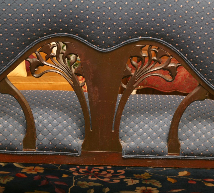 Mahogany Art Nouveau Setee with Iris Inlay 5