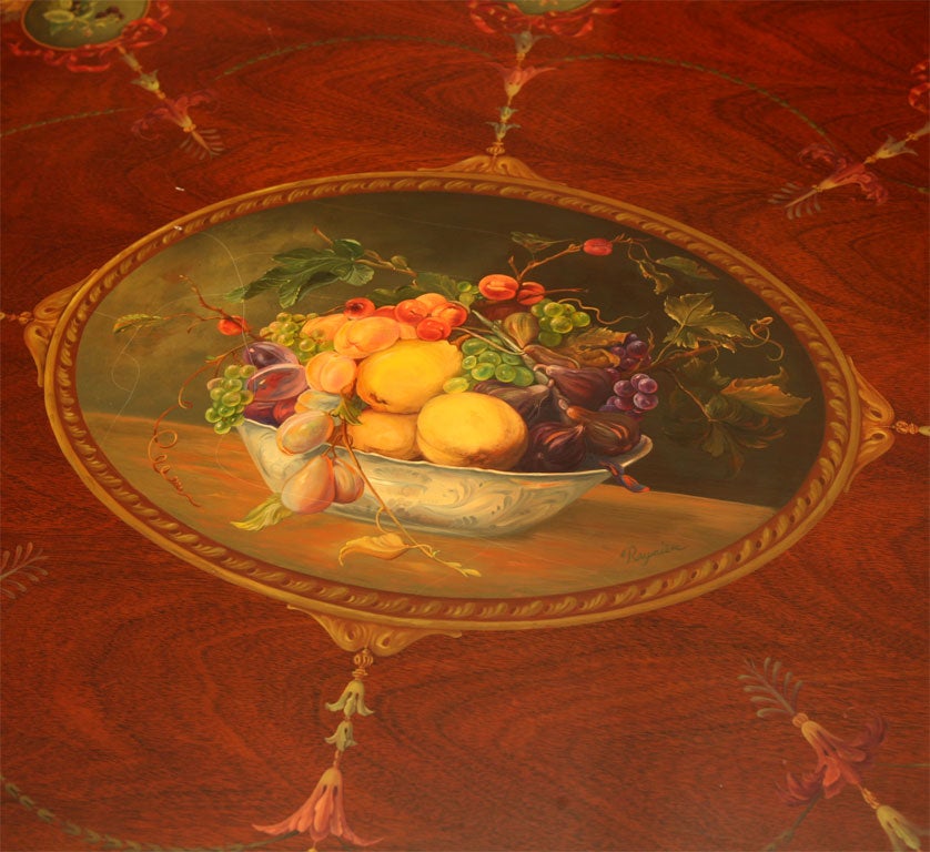 American Hand-Painted Mahogany Center Table/Breakfast Table