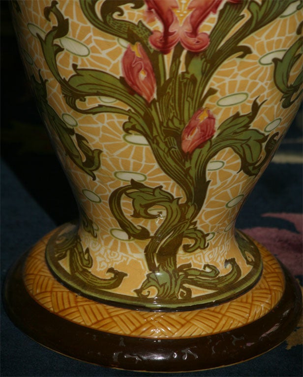 English Minton Secessionist Art Nouveau Porcelain Garden Seat For Sale