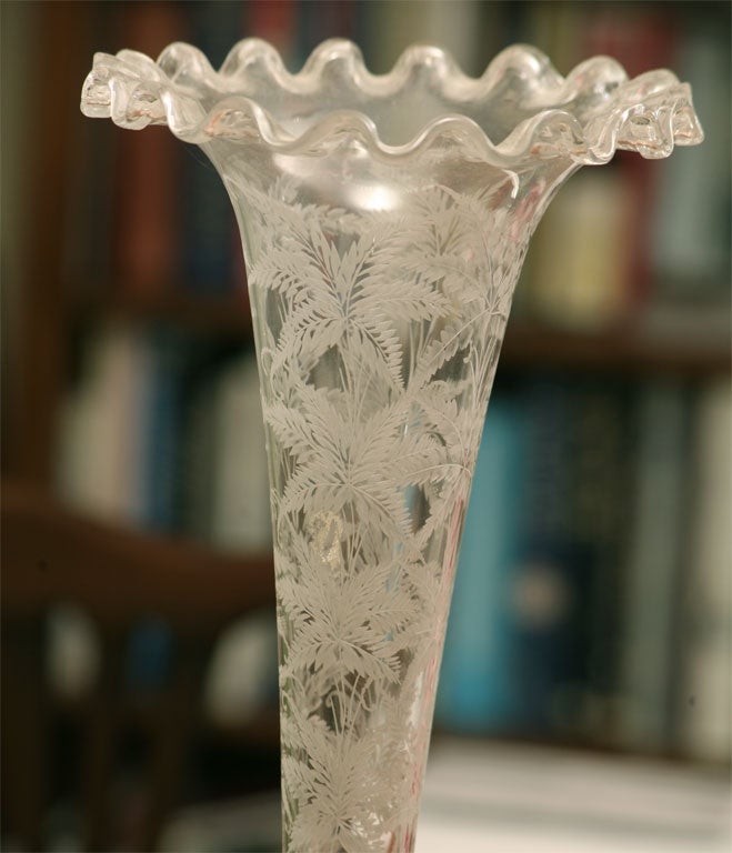 XIXe siècle Magnifique épergne/ centre de table en cristal soufflé à la main en vente
