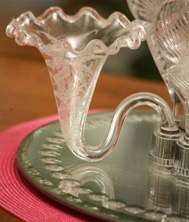 19th Century Amazing Handblown Crystal Epergne/Centerpiece For Sale