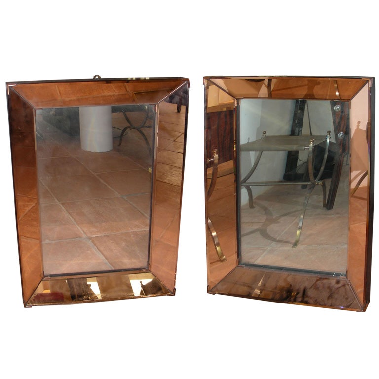 Two 1940s Mirrors with Pink Mirror Frame